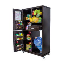 Cargar imagen en el visor de la galería, Alacena Yunuén. Multifuncional. Práctica y con gran capacidad de almacenaje. Guarda tu despensa, anota tus compras de super, coloca la fruta y sirve el agua, todo en un mismo lugar. Alacena de madera para cocina. Fruteros y portagarrafón.
