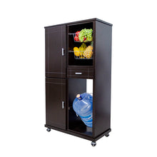 Cargar imagen en el visor de la galería, Alacena Yunuén. Multifuncional. Práctica y con gran capacidad de almacenaje. Guarda tu despensa, anota tus compras de super, coloca la fruta y sirve el agua, todo en un mismo lugar. Alacena de madera para cocina. Fruteros y portagarrafón.
